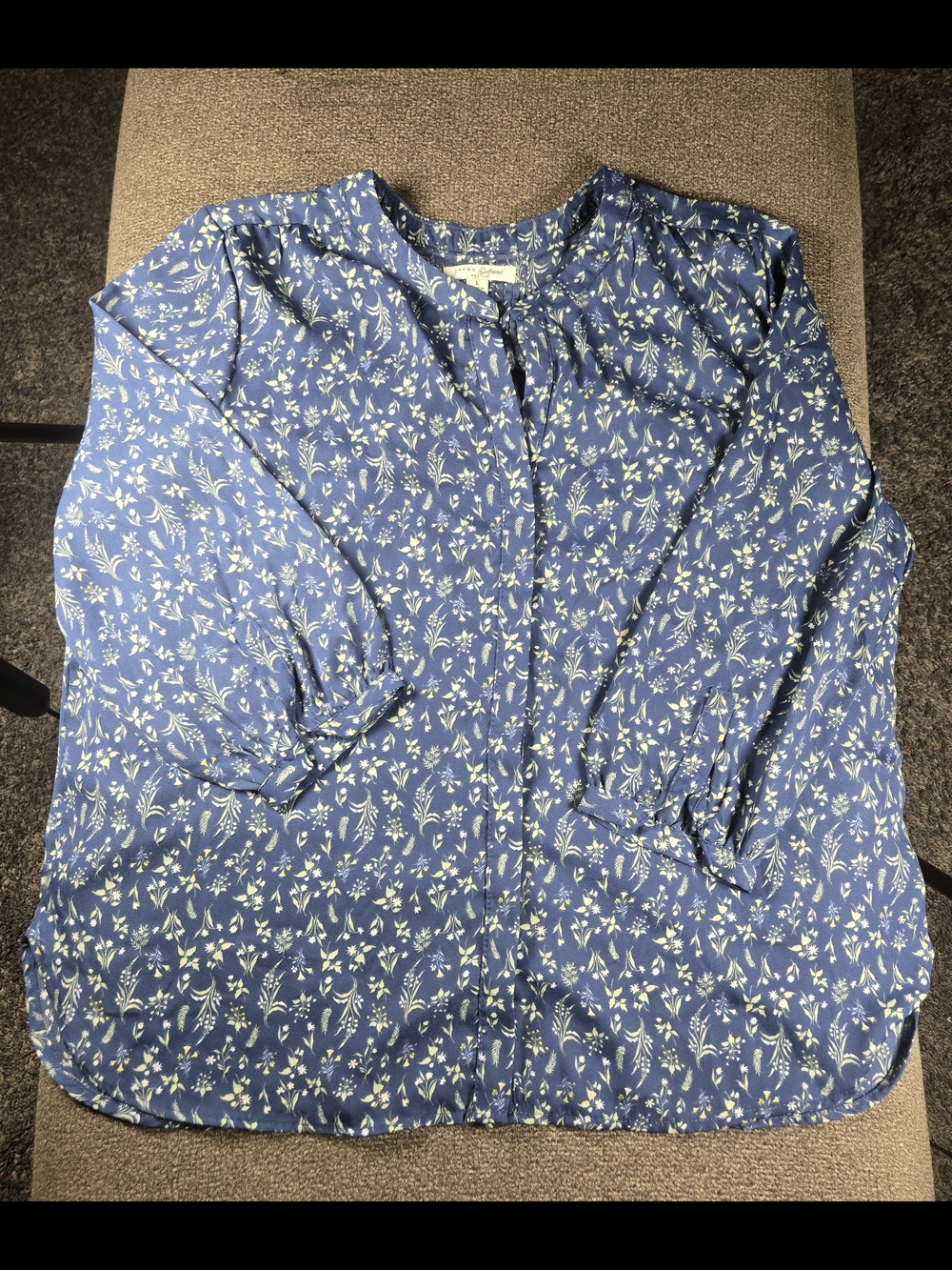 Jachs Blue Floral Button-Front Blouse Jachs Girlfriend Shirt Womens top